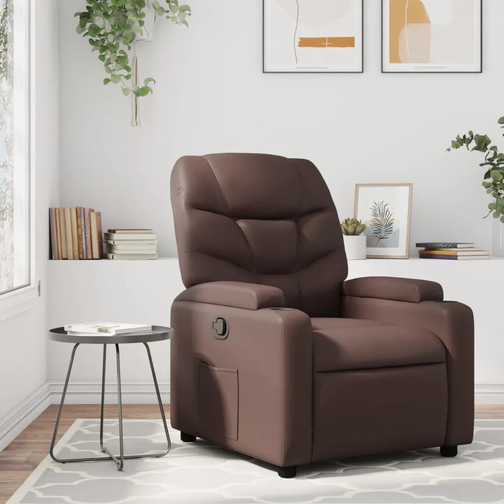 Divano Sedia-Poltrona Reclinabile Marrone in Similpelle 483730