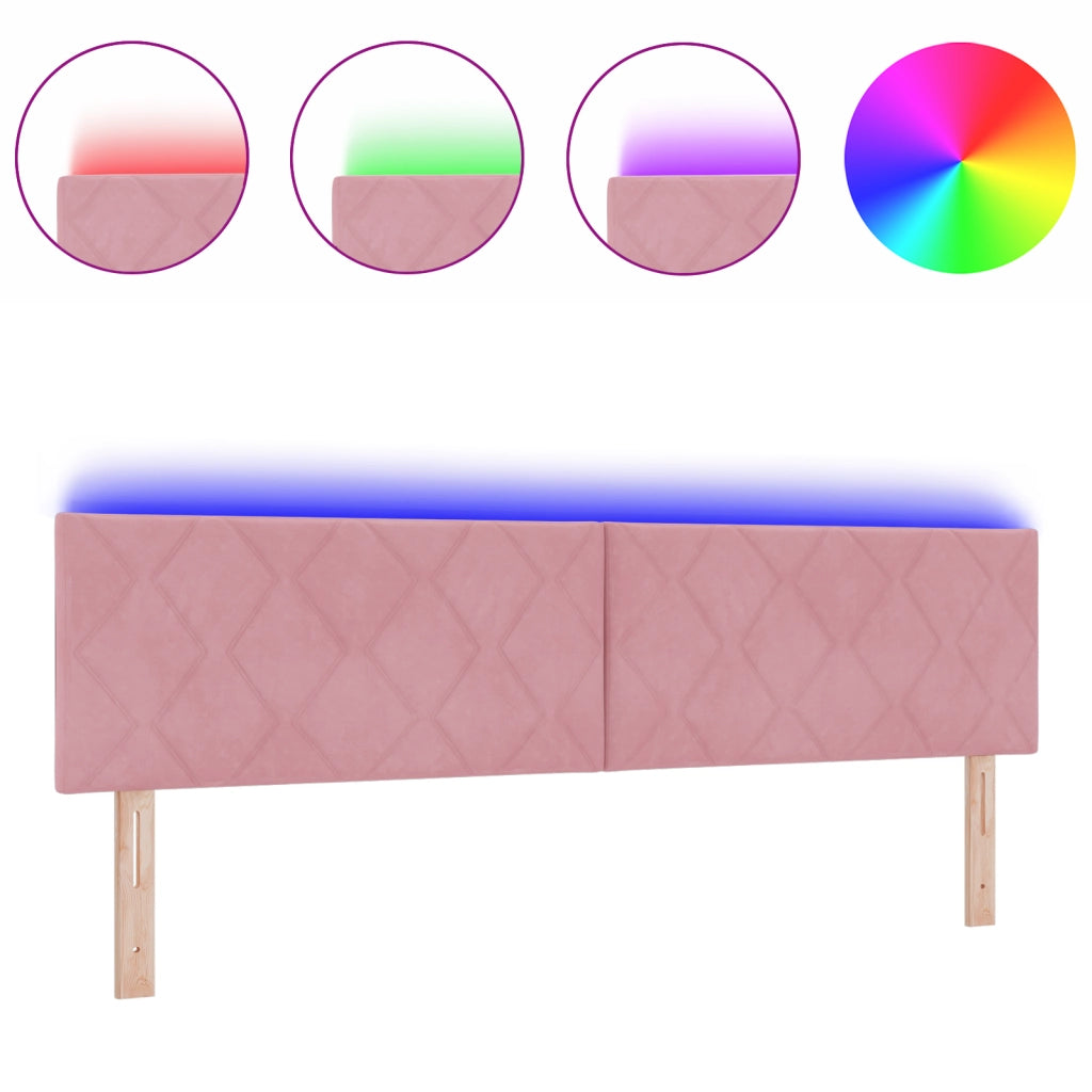 Testiera LED Design Blocchi di Diamante Rosa 180 cm Velluto