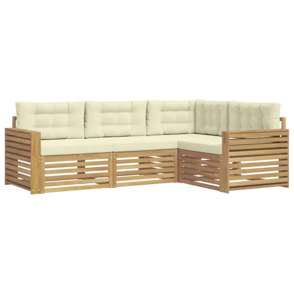 Set di divani da esterno 4 pz Bianco e Crema Poliestere 3390410
