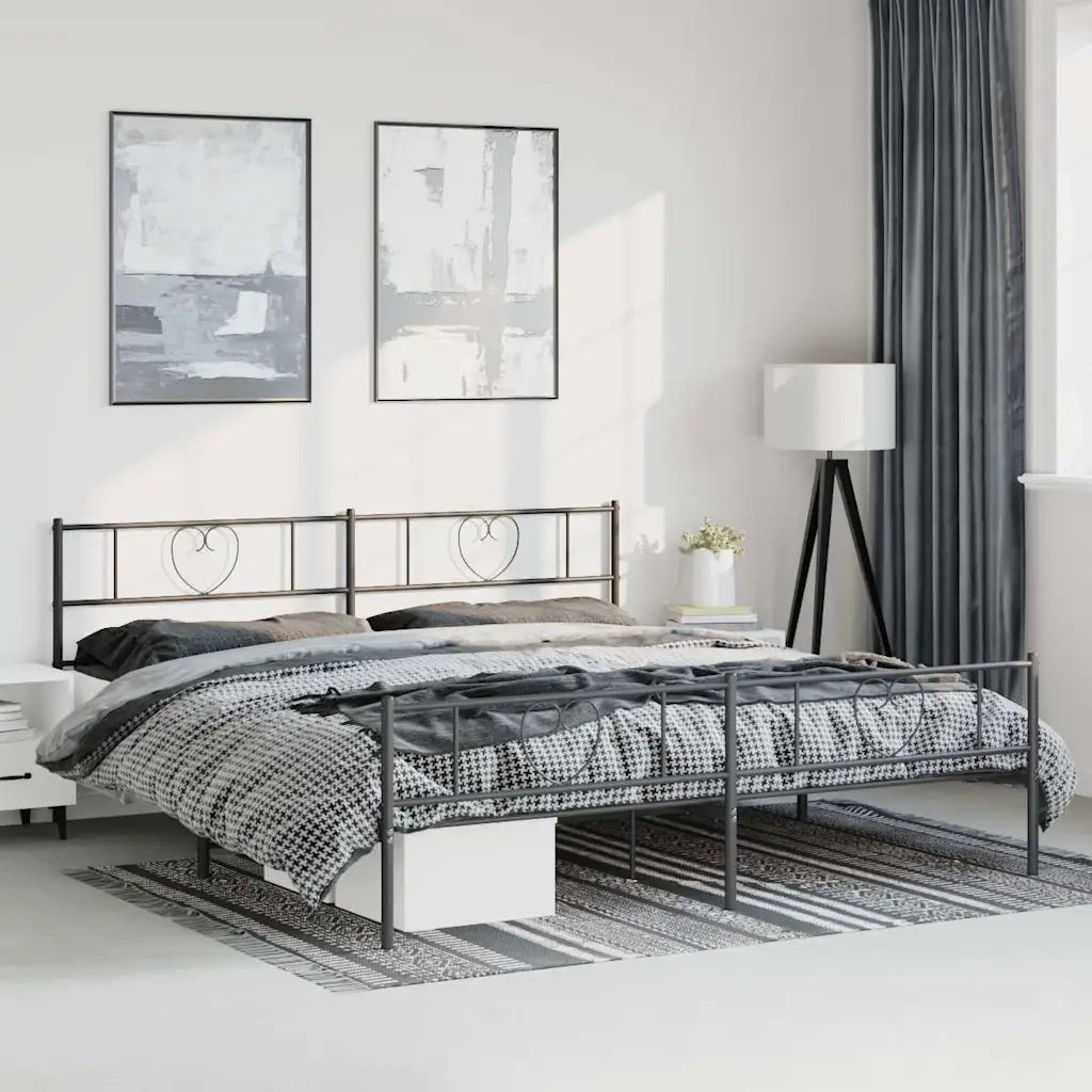 Giroletto con Testiera e Pediera-Struttura Letto Metallo Nero 193x203 cm 865919