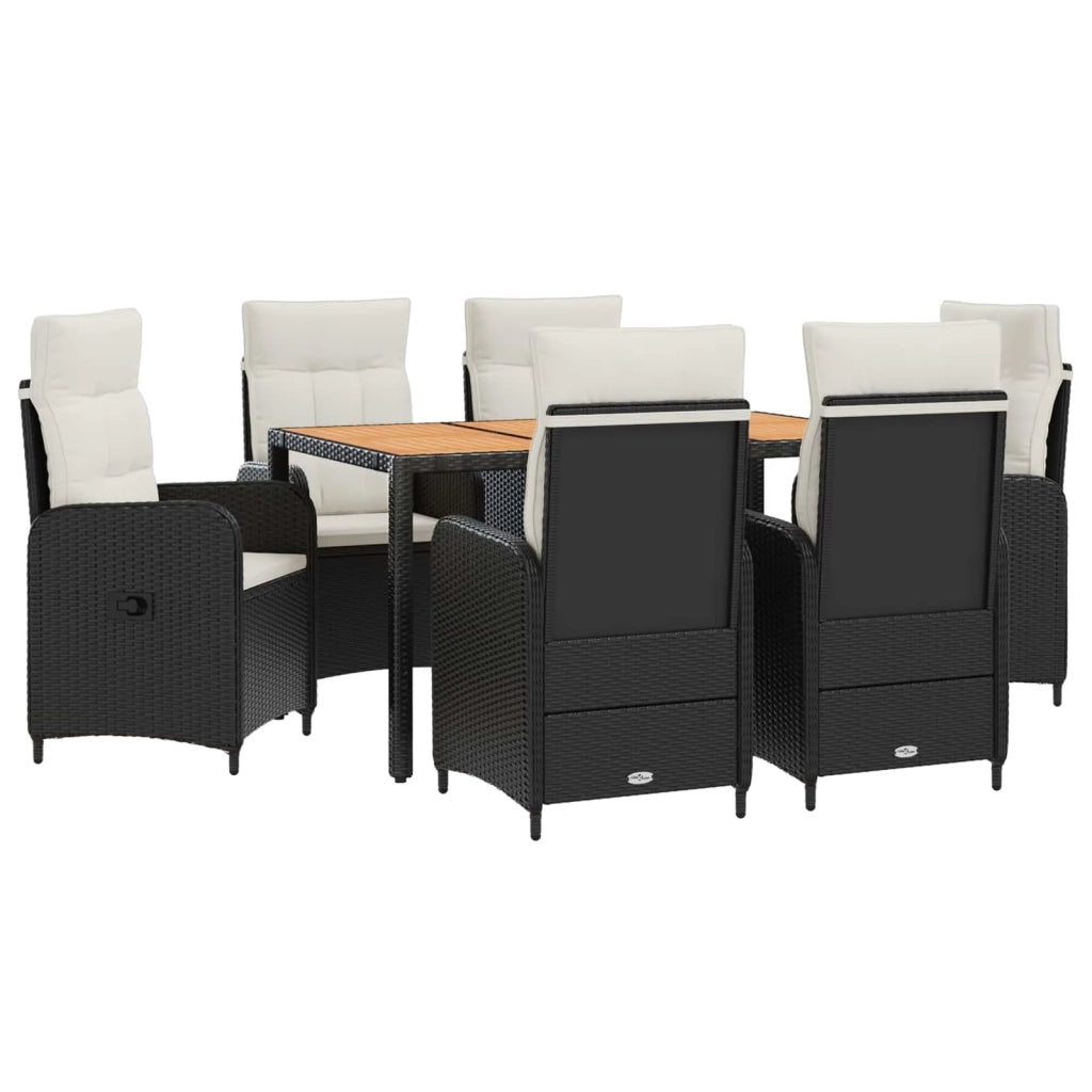 Set da pranzo per esterni 7 pz Nero e Bianco Crema 3422271