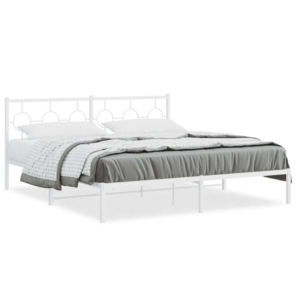 Giroletto con Testiera-Struttura Letto con testiera Metallo Bianco 183x213 cm 921101
