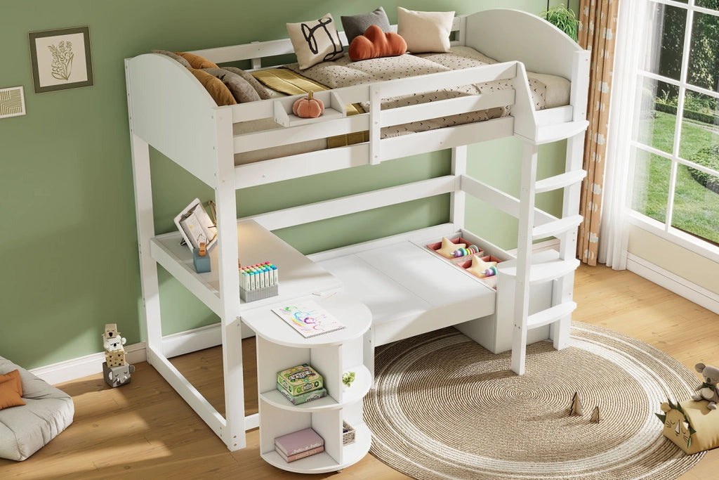 Letto a castello funzionale in legno massello 90x200 cm