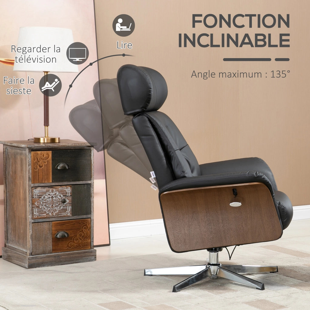 Poltrona relax reclinabile con poggiapiedi ¨C zephmum ¨C nero 80x84x108cm