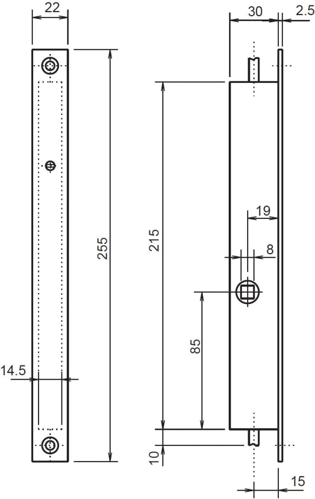 SNA10052 - Serratura a leva N32/30 mm, asse 15-senza intoppi-F132300000, NSP