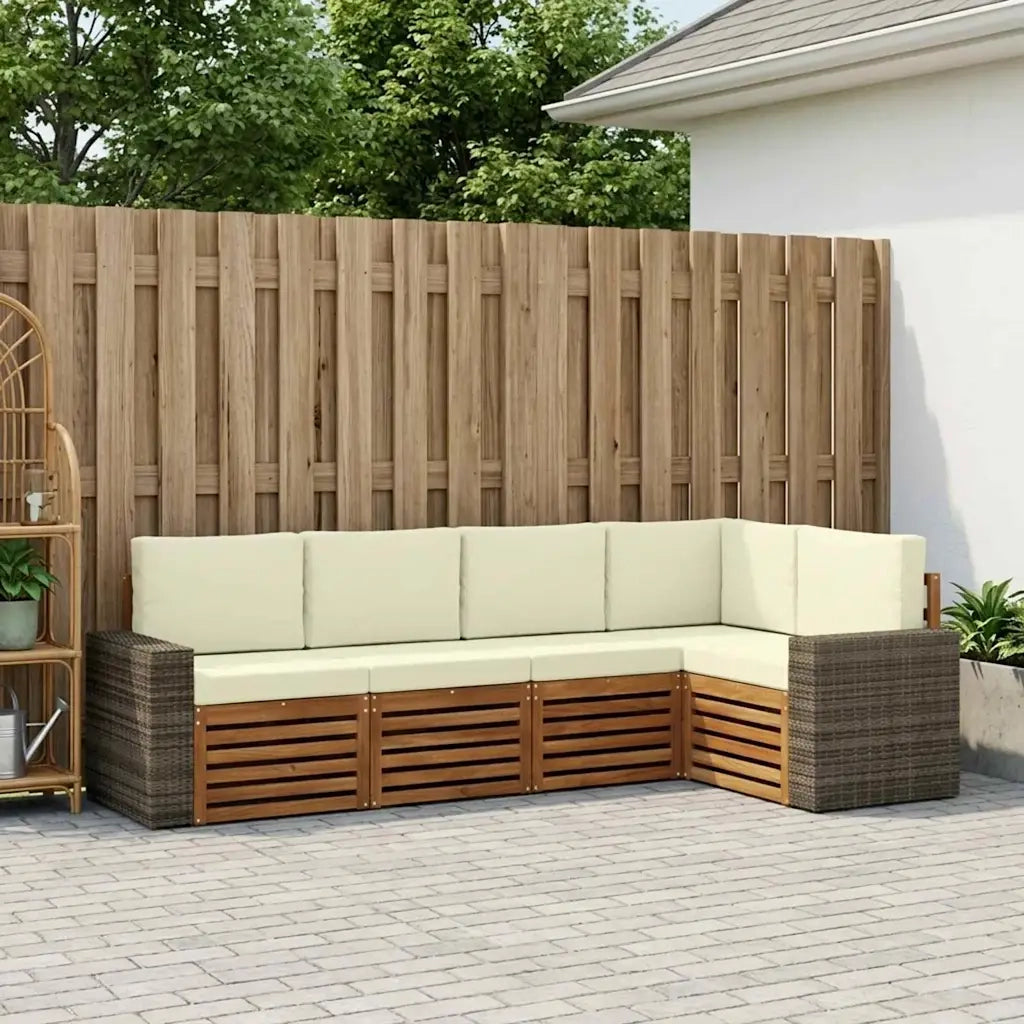 Set divano sezionale con cuscino 5 pcs Naturale e Crema