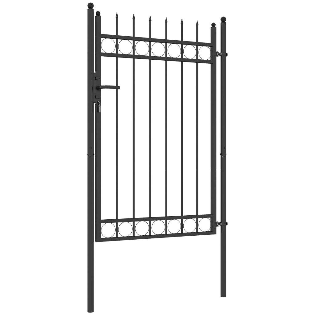 Cancello Giardino a 2 Paletti ¨C zephmum ¨C Acciaio Zincato, Nero, 105x204 cm
