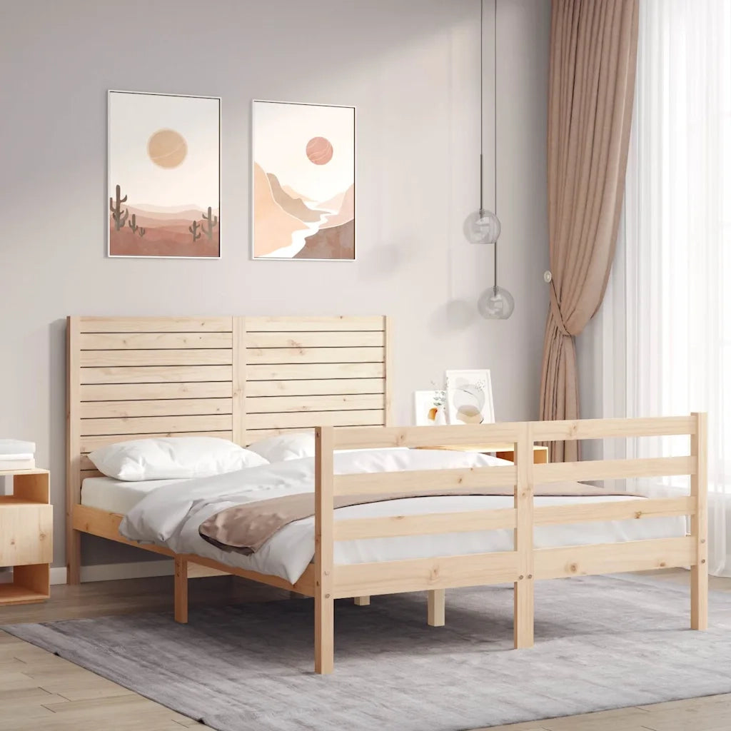 Giroletto con Testiera-Struttura Letto con testiera 120x200 cm in Legno Massello 344541