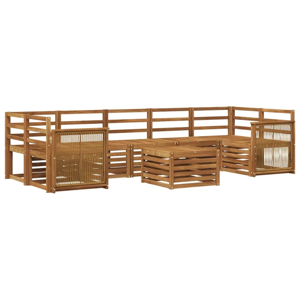 Set di divani da esterno 8 pz Naturale Legno di Acacia Massello 3384145