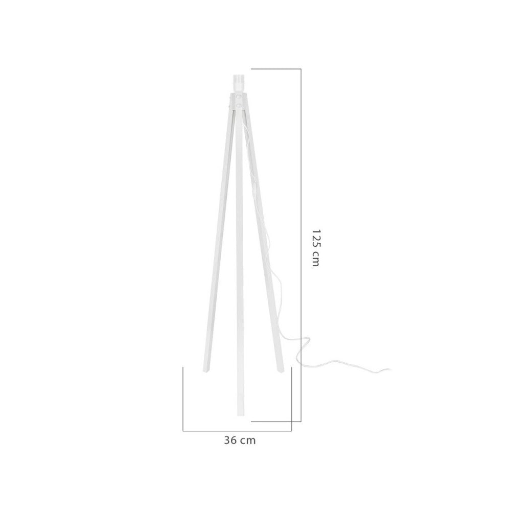 Lampada da terra treppiede legno bianco e paralume rosa RODIBI3012