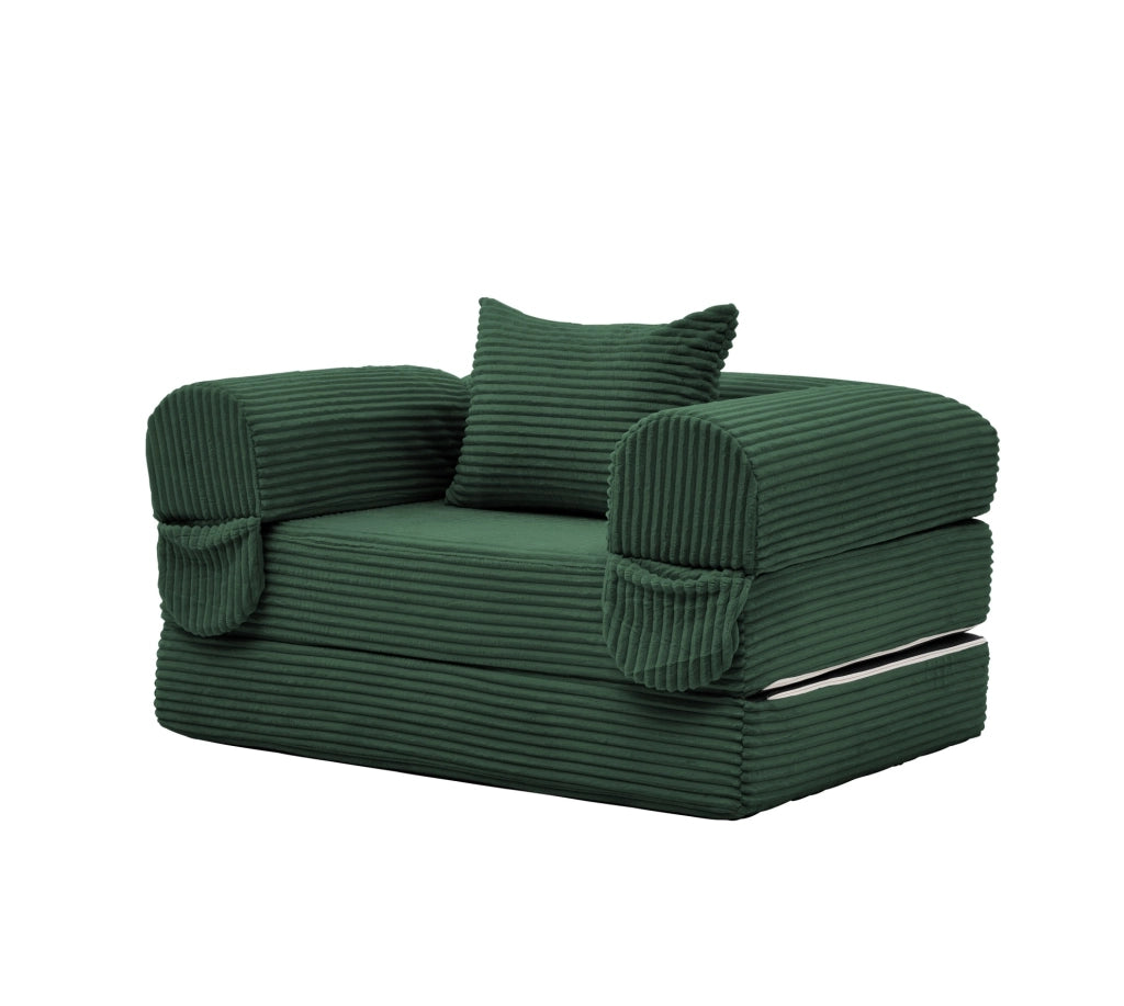 Poltrona letto pieghevole in corda, convertibile 2 in 1, verde