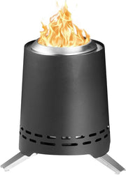 Mini Fornello a Pellet o Legna | Funziona con Pellet o Legna | Acciaio Inossidabile | per Giardino Terrazza e Campeggio | Senza Fumo | Nero