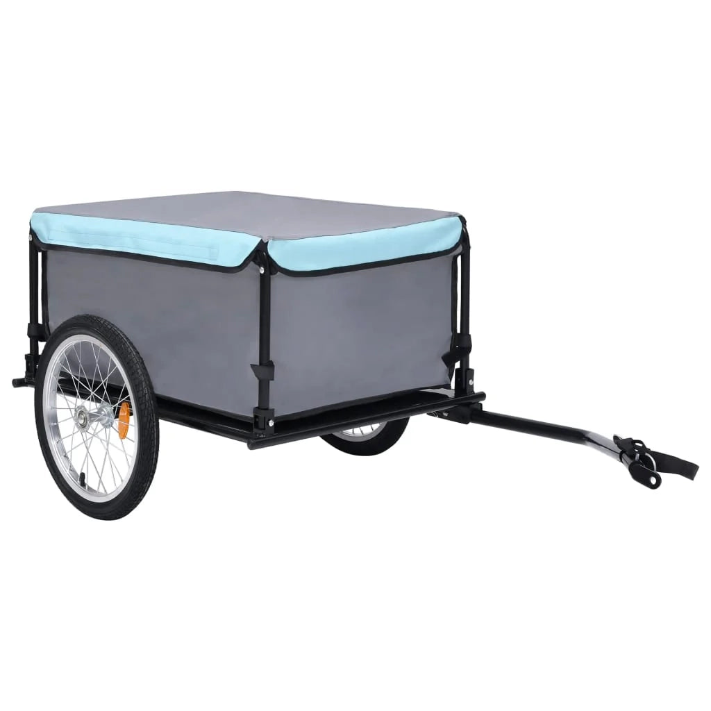 Rimorchio per bicicletta nero e blu 65 kg 02_0004481
