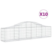 Cestini gabbioni recinzione a gabbia muro di contenimento ad arco 10 pezzi 200 x 30 x 40/60 cm ferro zincato argento 02_0040230