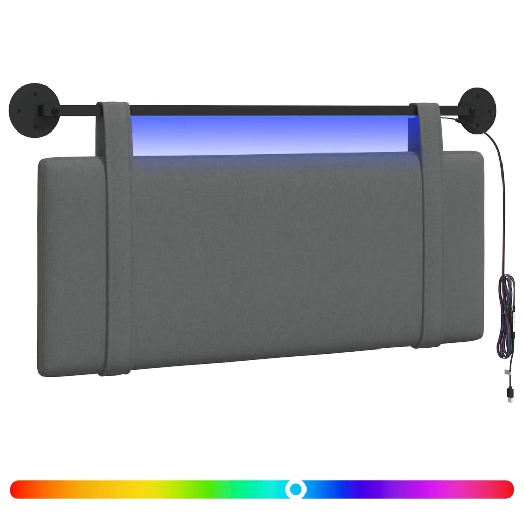 Testiera sospesa Con luce LED Grigio Scuro Tessuto