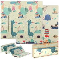 Tappeto per Bambini 0-6 Anni a Tema Animali con Superficie Impermeabile in XPE Multicolore, 196x176x1.5 cm