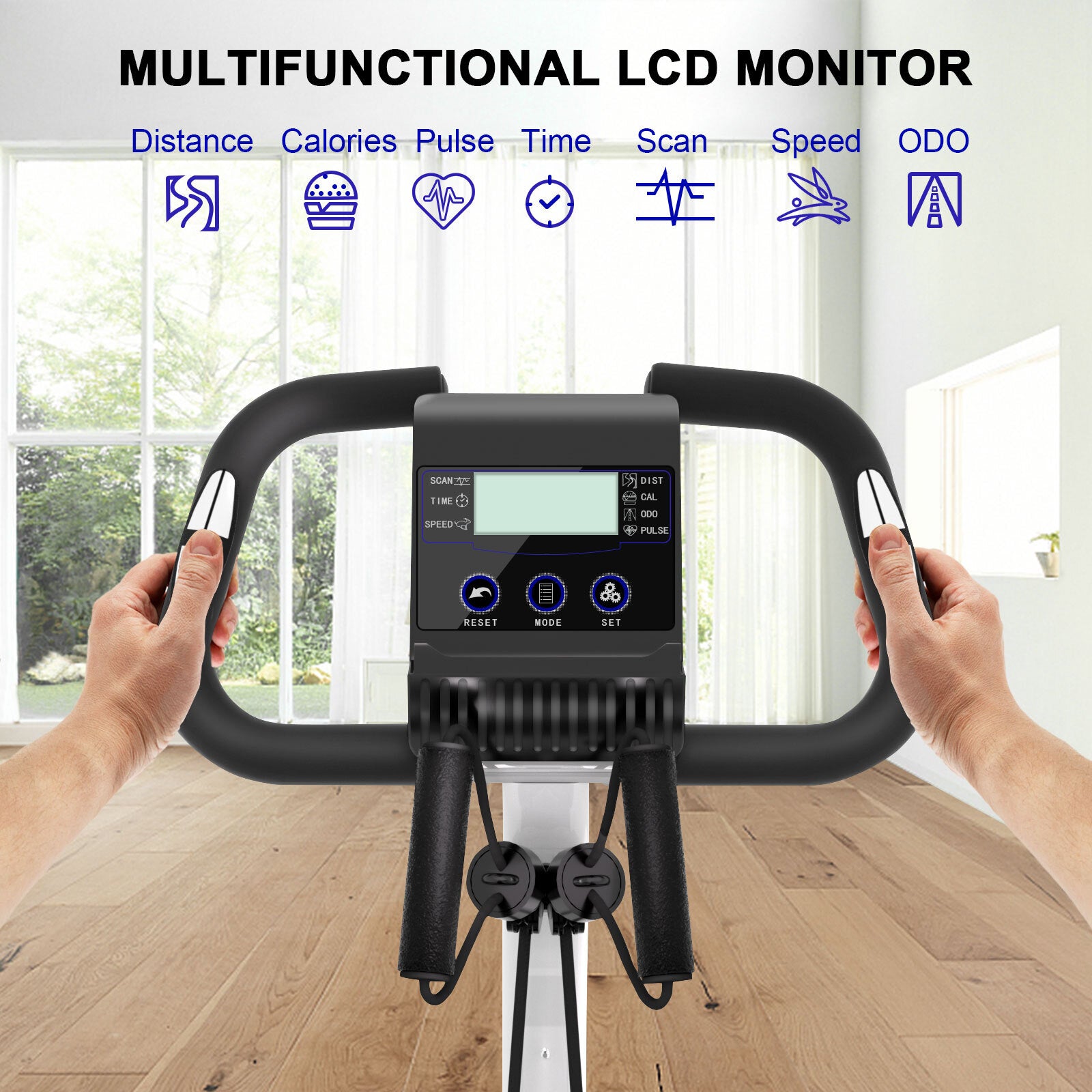 Cyclette Magnetica Pieghevole - RATTANTREE - con Display LCD e Sensore di Frequenza Cardiaca Cyclette - Bianco