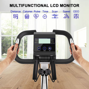 Cyclette Magnetica Pieghevole - RATTANTREE - con Display LCD e Sensore di Frequenza Cardiaca Cyclette - Bianco