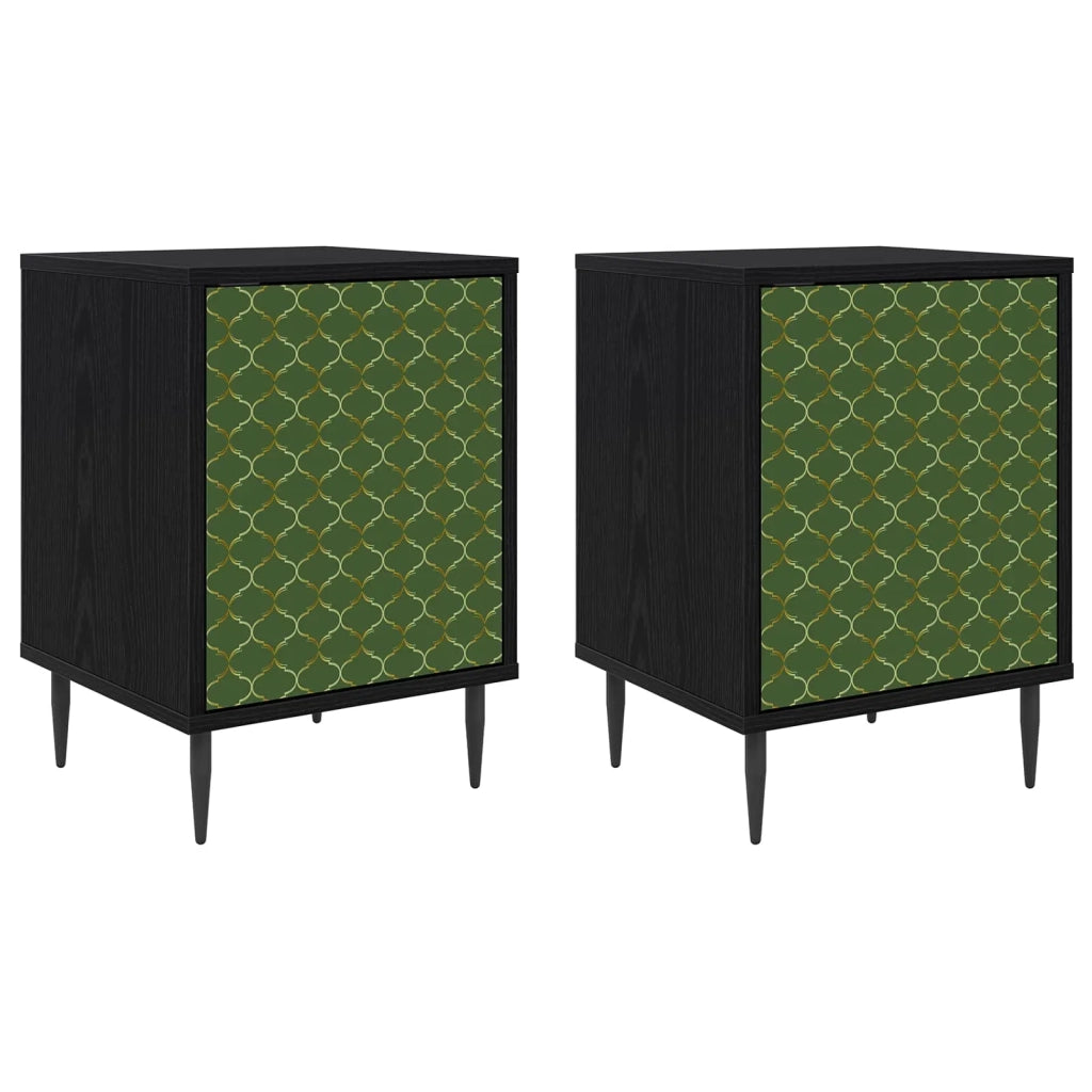 Armadio da Notte GELEEN 2 pz Rovere Nero 36 x 33 x 51 cm 8007234