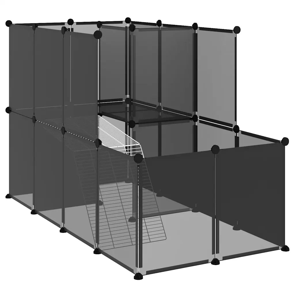 Gabbia per Piccoli Animali Nera 142x74x93 cm in PP e Acciaio cod mxl 48883