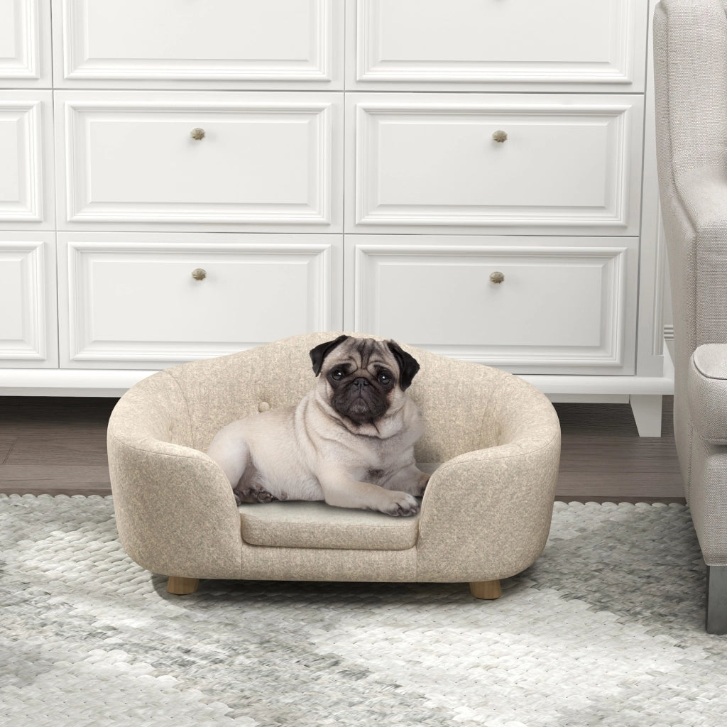 Sofa per animali da compagnia ¨C Zephmum ¨C Tessuto imbottito con cuscino crema 70x47x30 cm