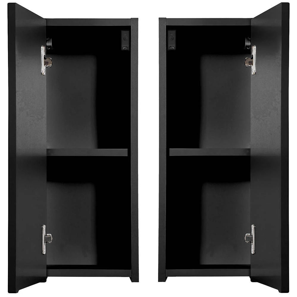 Mobiletto da bagno nero da parete 20 x 57 x 19 cm scaffale 03_0008895