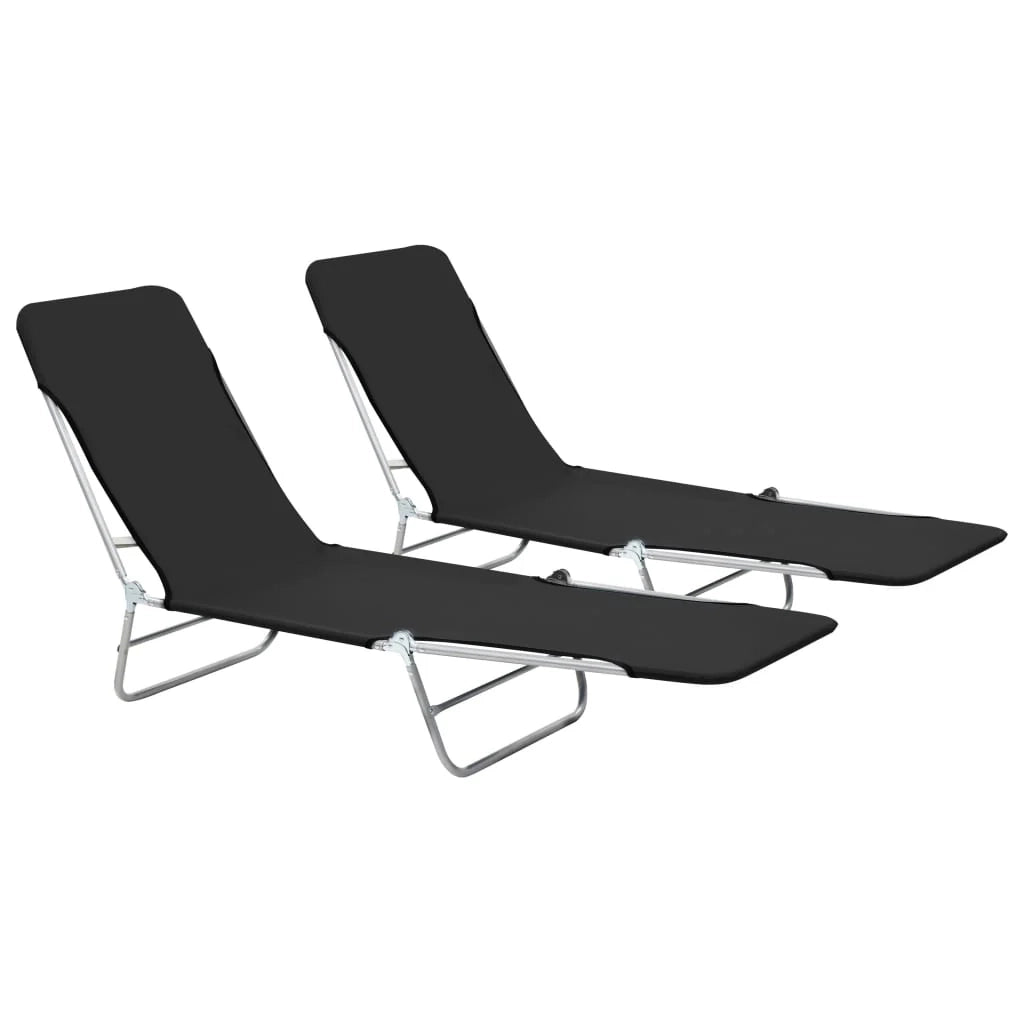 Lettini prendisole pieghevoli 182 cm 2 pezzi acciaio e tessuto nero 02_0011936