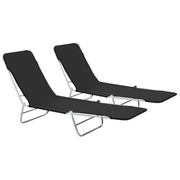 Lettini prendisole pieghevoli 182 cm 2 pezzi acciaio e tessuto nero 02_0011936