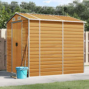 Casetta da giardino marrone chiaro 191x215x198 cm in acciaio zincato 3188276