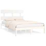 Letto matrimoniale | Letto per adulti | Giroletto Bianco in Legno Massello 200x200 cm