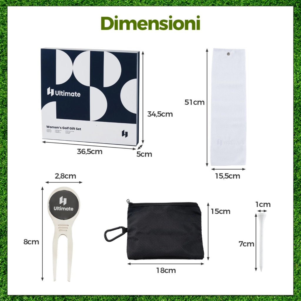 Set completo da golf con tee asciugamano cintura e cappello da golf, Scatola regalo golf per donna-Golf