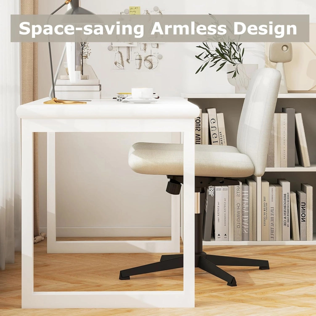 Sedia Ufficio Senza Braccioli, Sedia Ufficio Girevole a 360°, con Ampia Seduta e Oscillazione di 120°, Regolabile in Altezza, per Casa e Ufficio, 71 x 66 cm，3 Colori