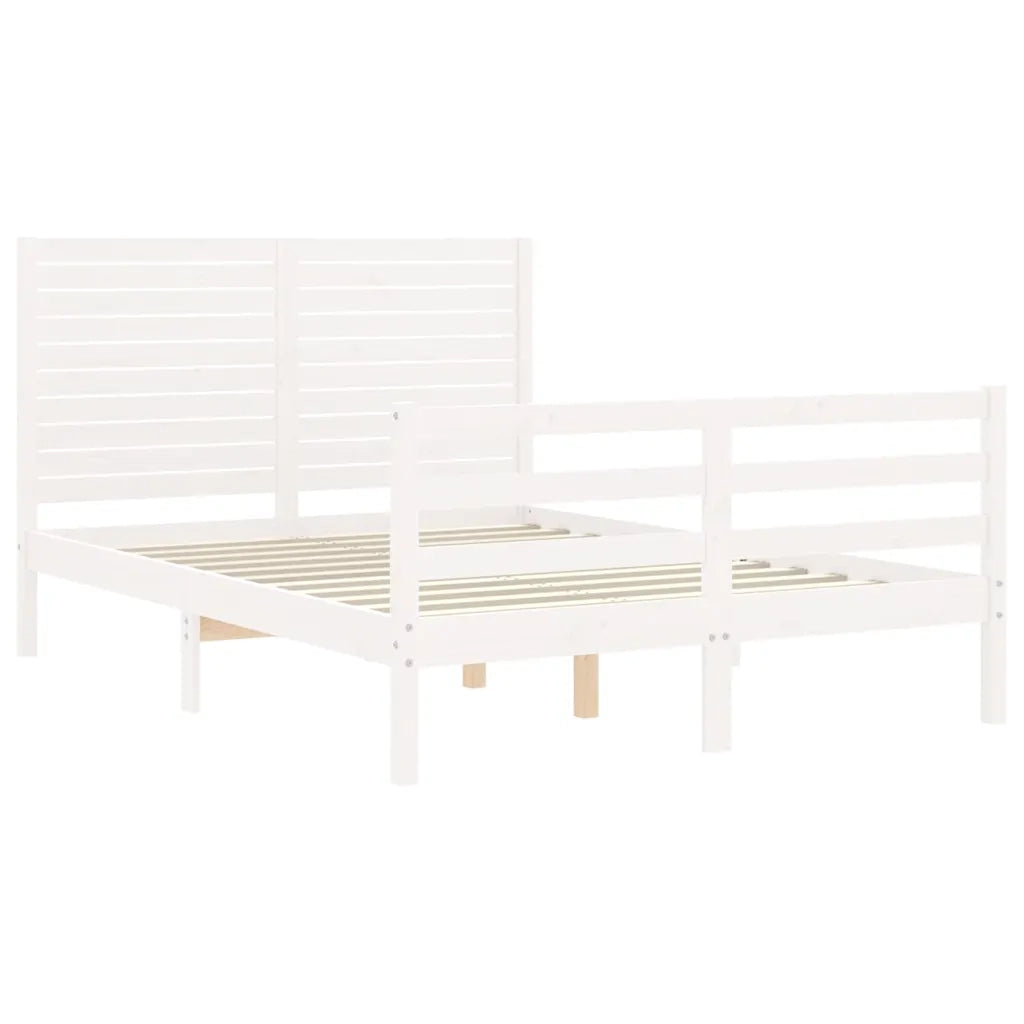 Giroletto con Testiera-Struttura Letto con testiera Bianco 120x200 cm in Legno Massello 819420