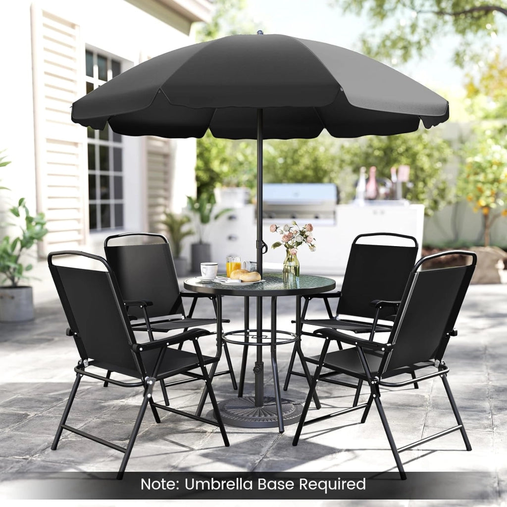 Set di 6 mobili da giardino con ombrellone, mobili da terrazza, 4 sedie pieghevoli con tavolo, set di mobili da balcone per 4 persone, set da giardino per giardino, balcone, terrazza