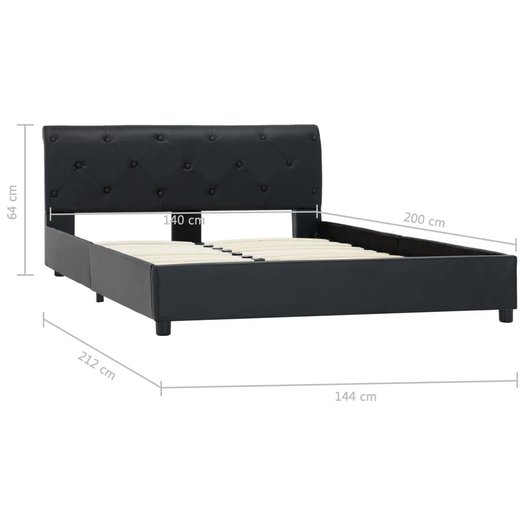 Letto matrimoniale | Letto per adulti | Giroletto Nero in Similpelle 140x200 cm
