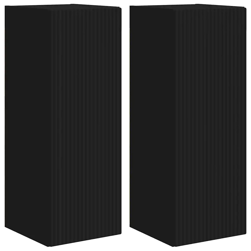 Mobile TV da parete 2 pz-Set di 2 Mobile TV a Muro-Credenza TV Nero 30 x 31 x 80 cm
