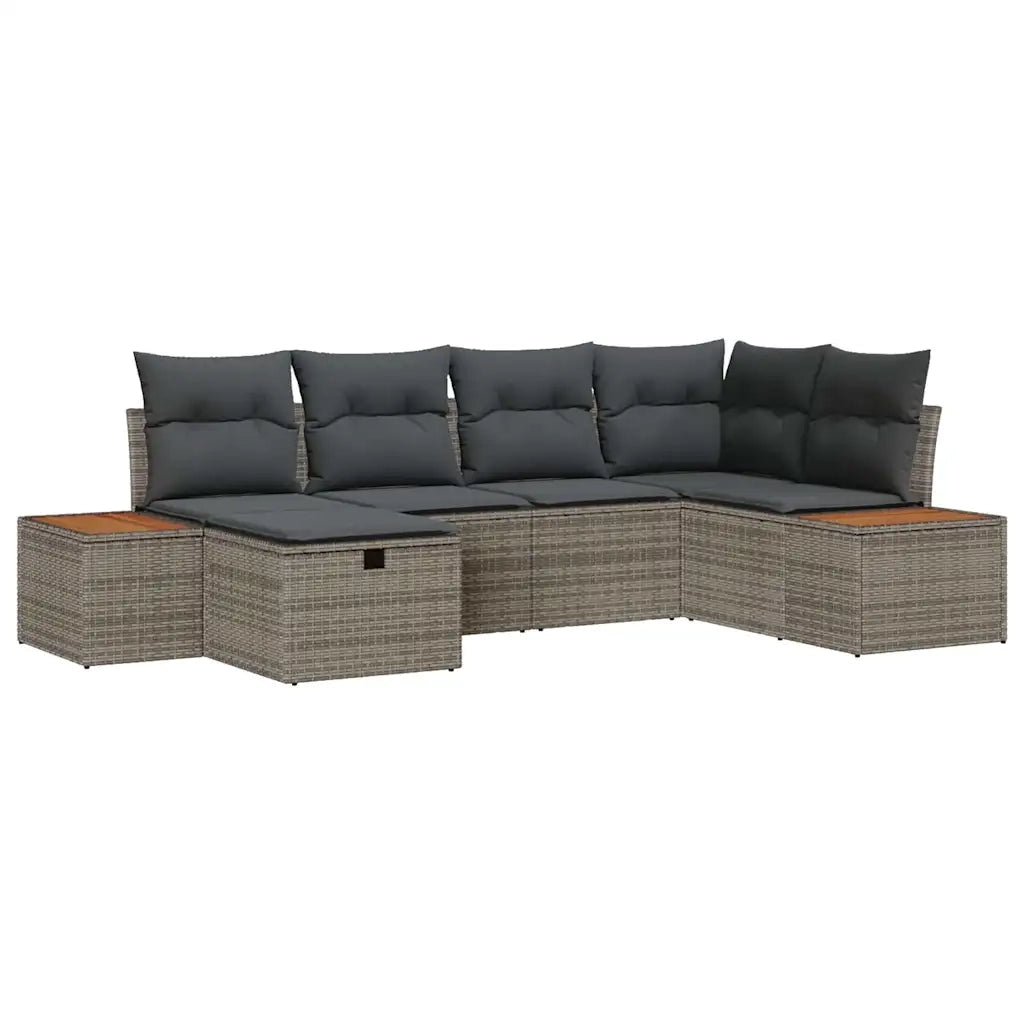 Set Divano da Giardino con cuscino Grigio polyrattan