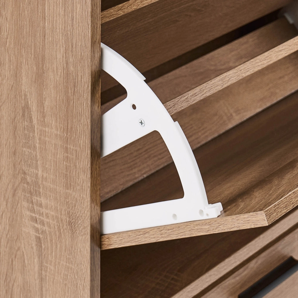Armadietto porta scarpe in truciolato marrone chiaro 4 scomparti Design classico corridoio