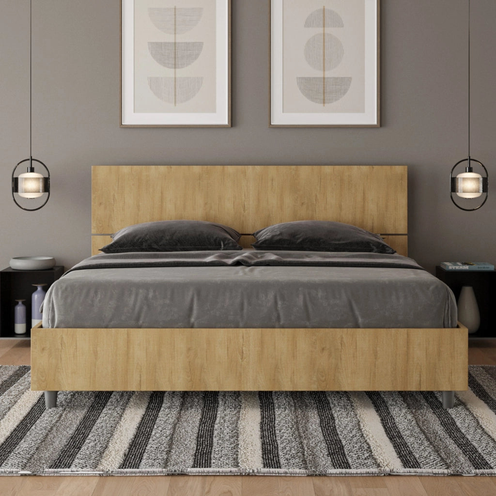 BS COM Letto matrimoniale senza rete 160x200 testata dritta quercia