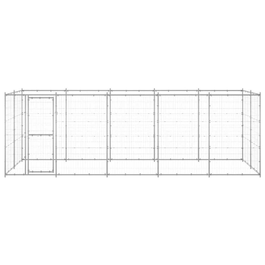 Cuccia da esterno gabbia recinto per animali box esterno per cani in acciaio zincato 12,1 m² 02_0000406