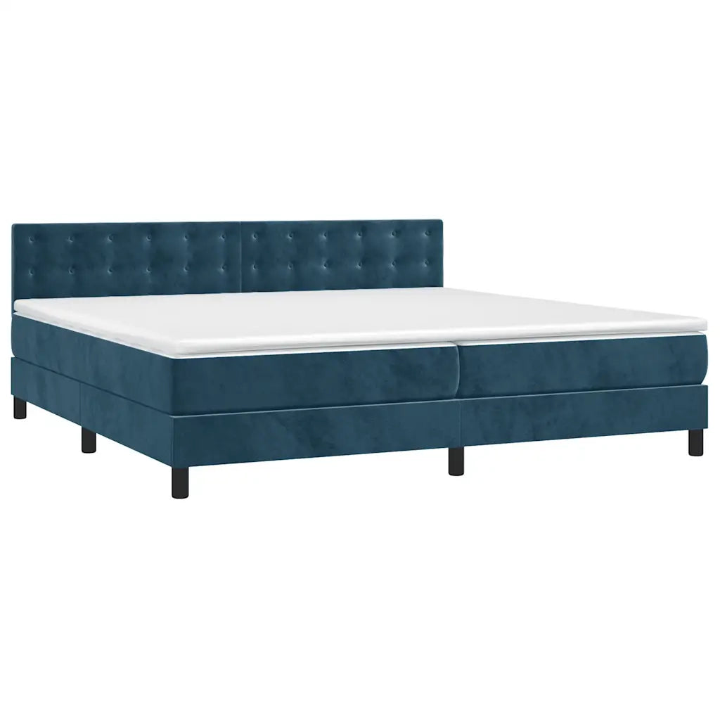 Letto a Molle con Materasso e LED Blu Scuro 200x200 cm 3134667