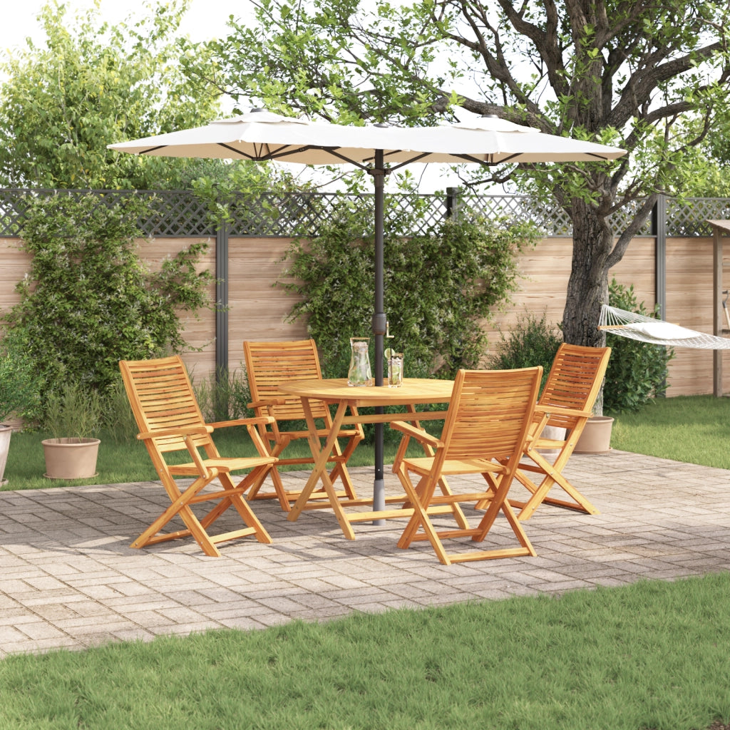 Set da pranzo da giardino 5 pezzi in legno massello di acacia