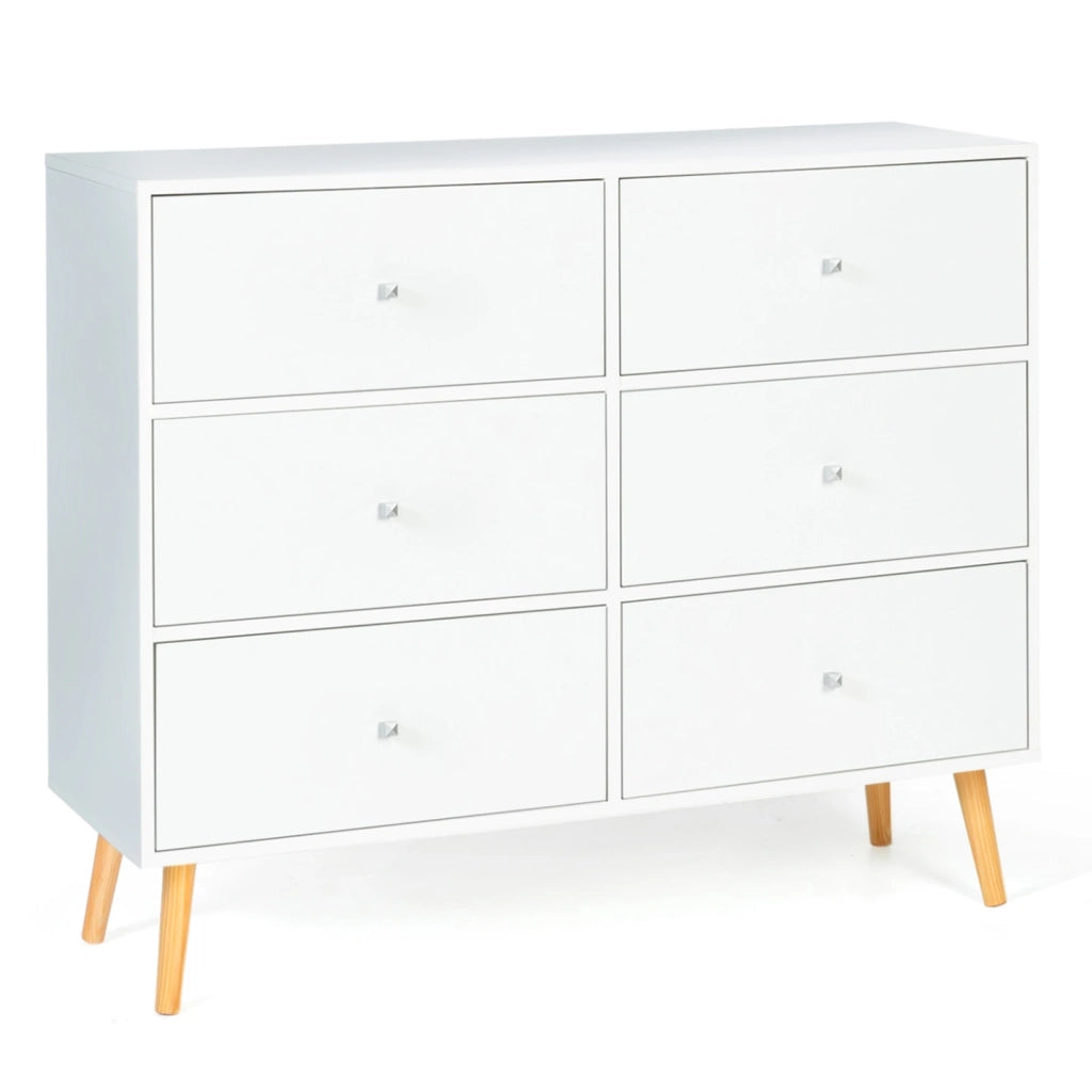 IDMarket - EMMIE 110 cm Cassettone scandinavo bianco a 6 cassetti