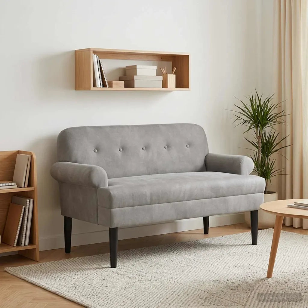 Loveseat con bottoni imbottiti Grigio Chiaro 120 x 66 x 78 cm 42041828