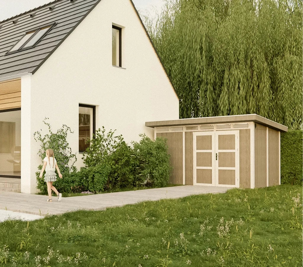 Casetta da Giardino di QUALIT? PREMIUM 8,7m?²-L412xW279cm - TIMBELA M904A-HARVEST HONEY