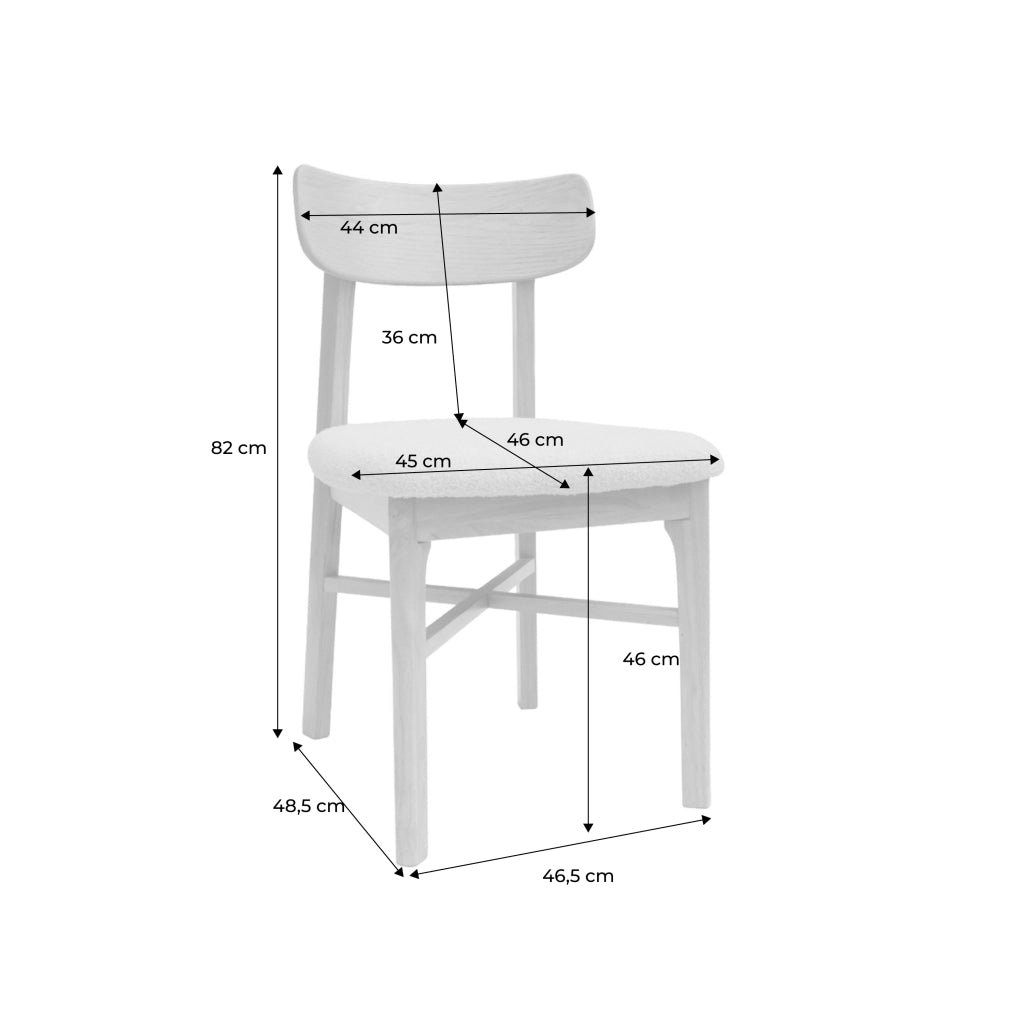 Set 2 sedie in legno di hevea e similpelle, noce