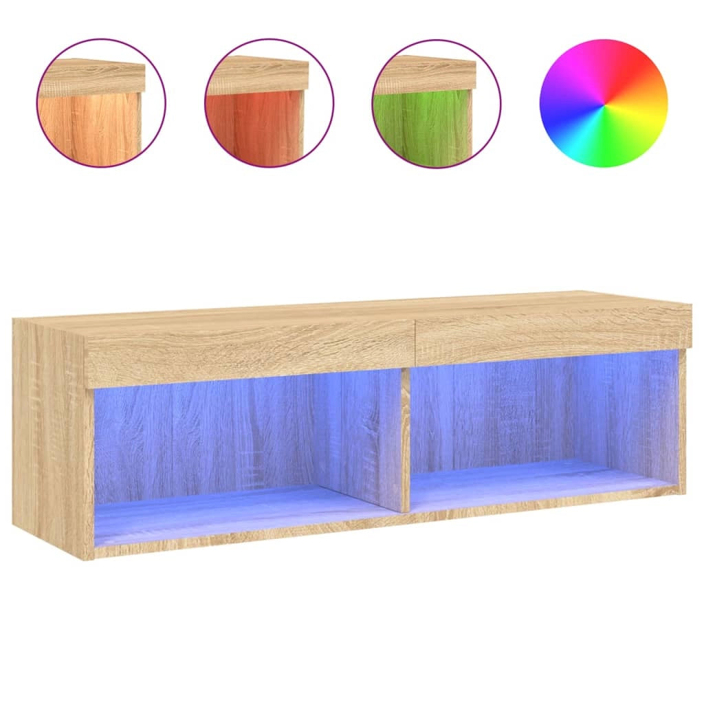 Mobile Porta TV con Luci LED Rovere Sonoma 100x30x30 cmcod mxl 86150