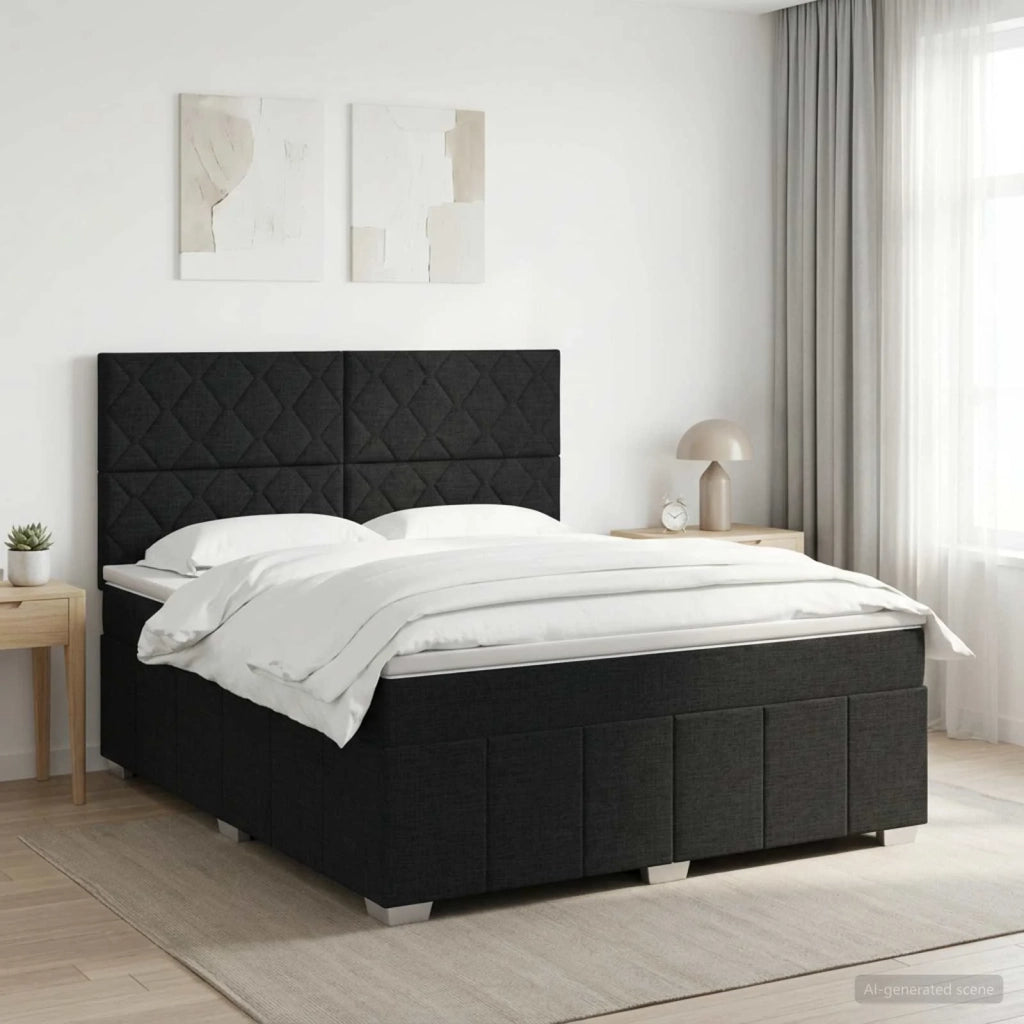 Letto box spring con materasso Nero 140 x 190 cm Tessuto 3454143