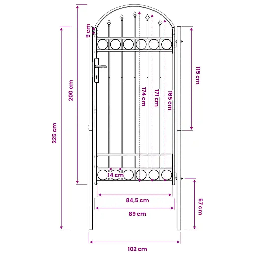 vidaXL Cancello per recinzione Grigio 100 x 250 cm