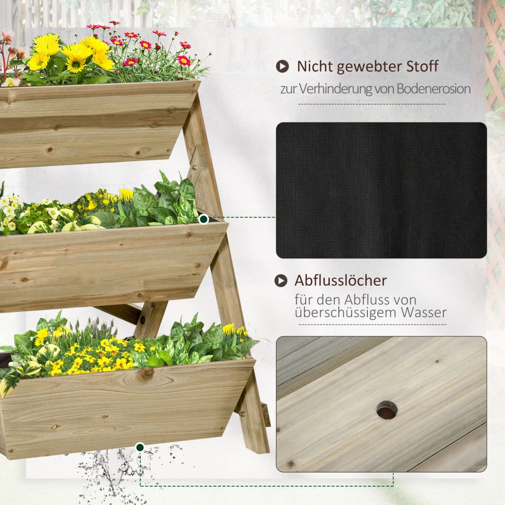 FIORIERA a 3 ripiani 71x61x77 cm Legno Naturale
